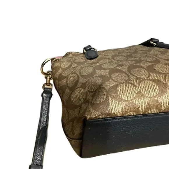 COACH Remi Navy Brown Signature Satchel Saddle Crossbody Bag MRSP $398 - Picture 9 of 15